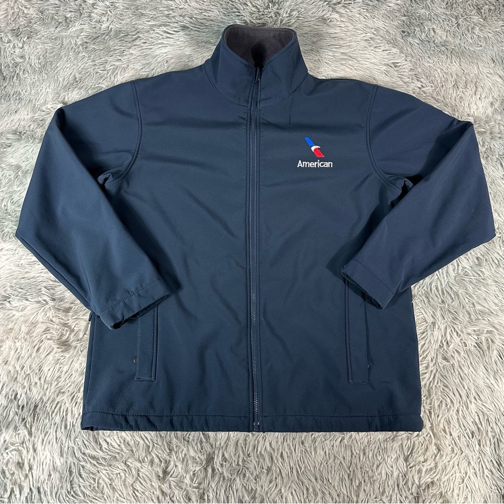 American Airlines Zip Up Classic Turtleneck Soft-shell Jacket Men’s M